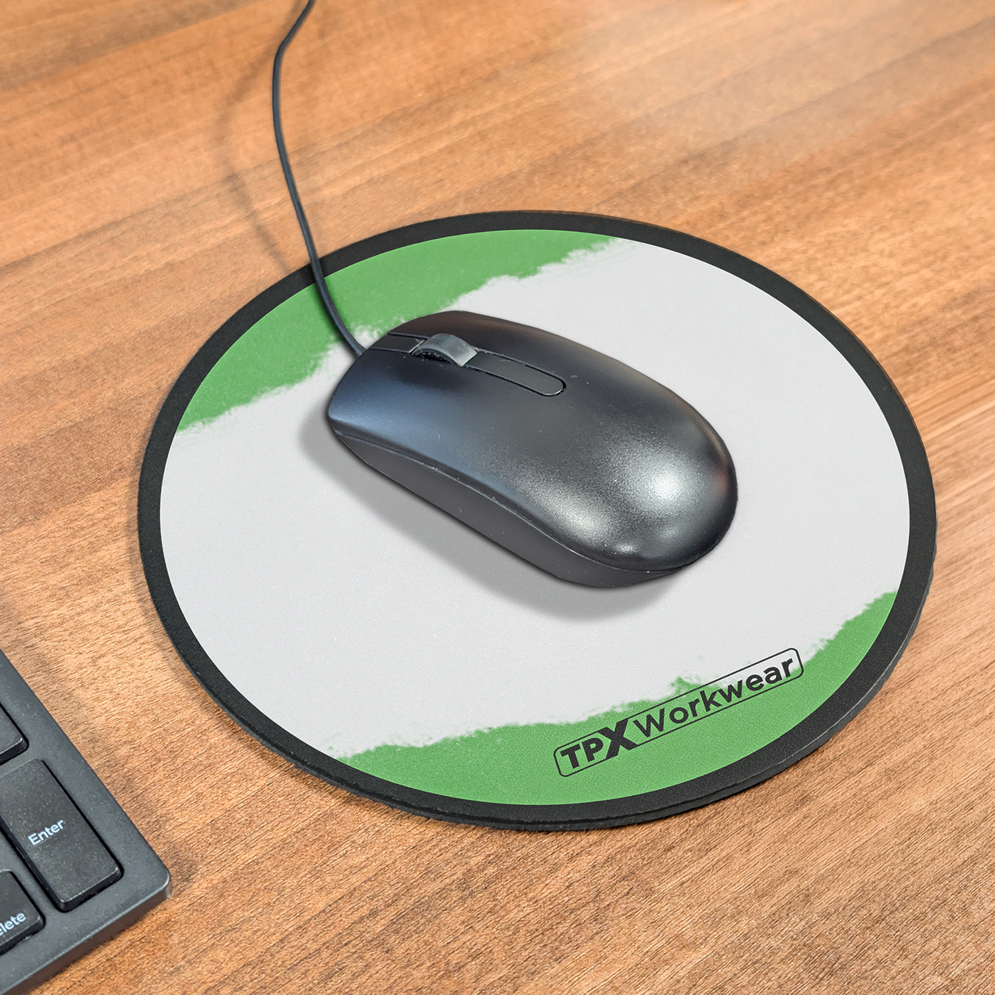 Mousemat Round Natural Rubber with Black Base 190mm Dia x 6mm