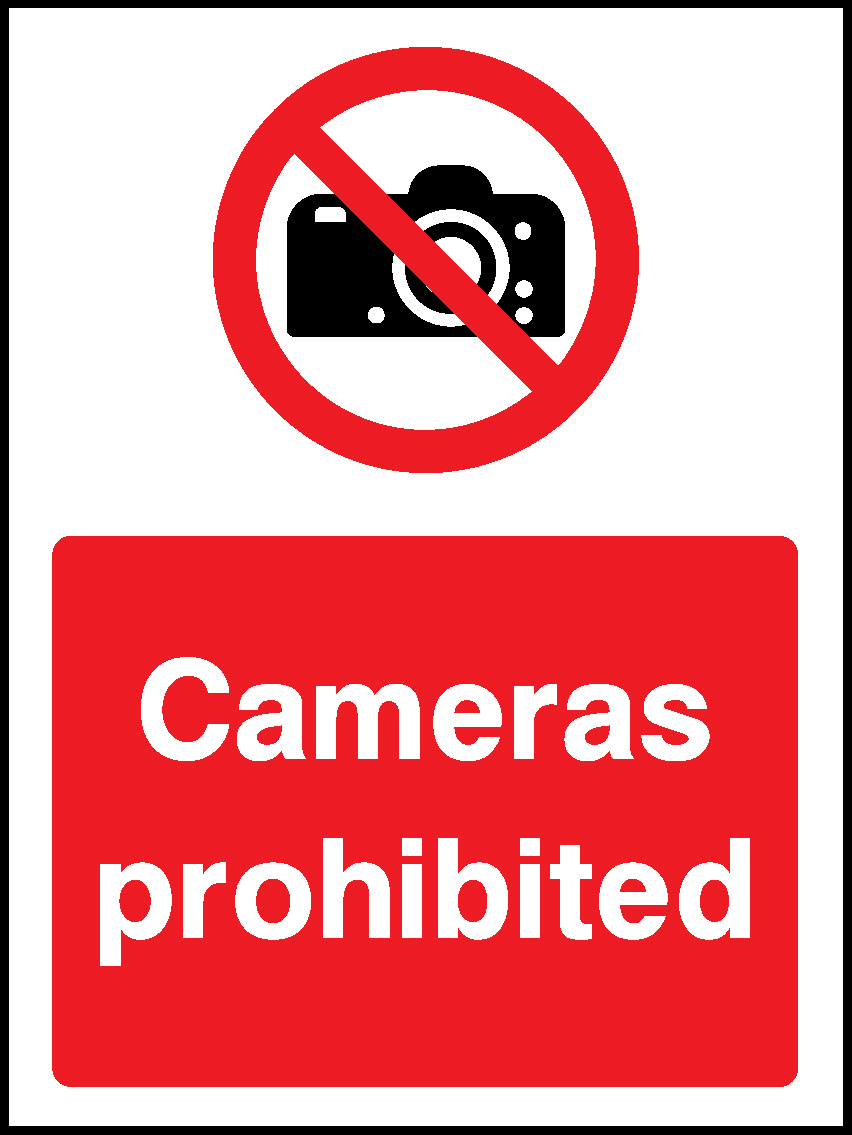 Cameras Prohibited Prohibition General Signage - GENE0107