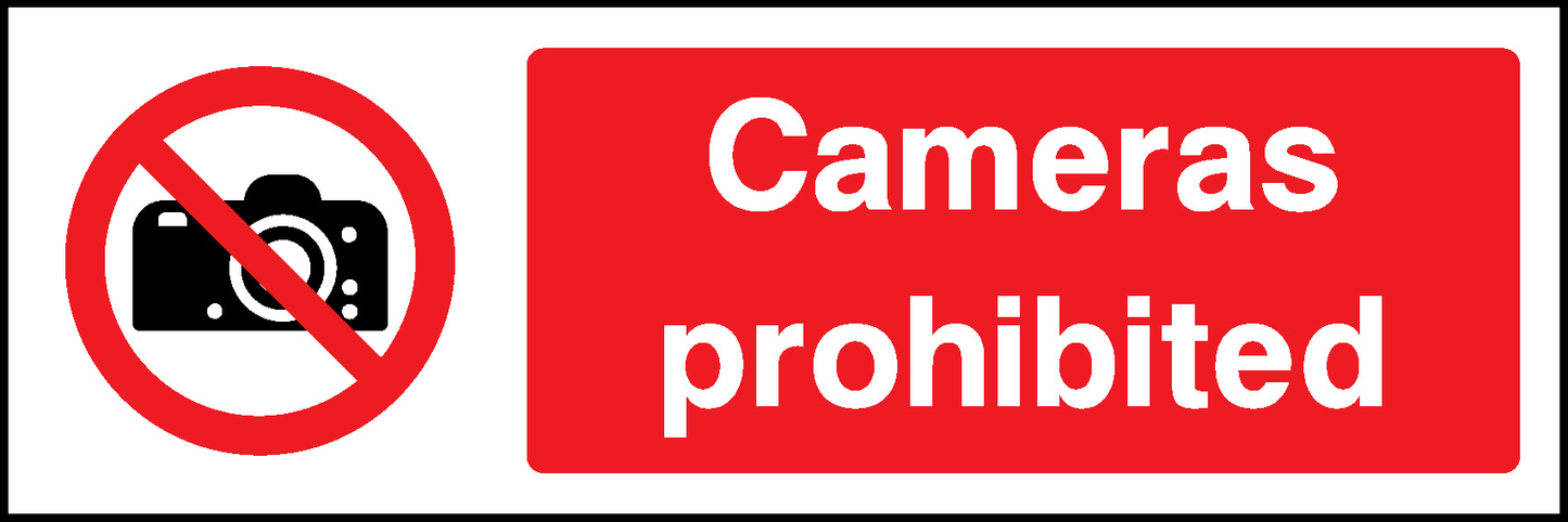 Cameras Prohibited Prohibition General Signage - GENE0044