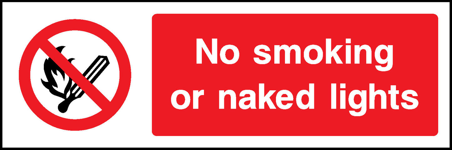 No Smoking Or Naked Lights Prohibition Smoking Signage - SMOK0006