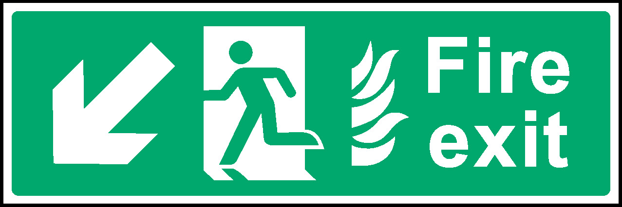 Fire Exit Down Left Arrow Emergency Escape Signage - EMER0021