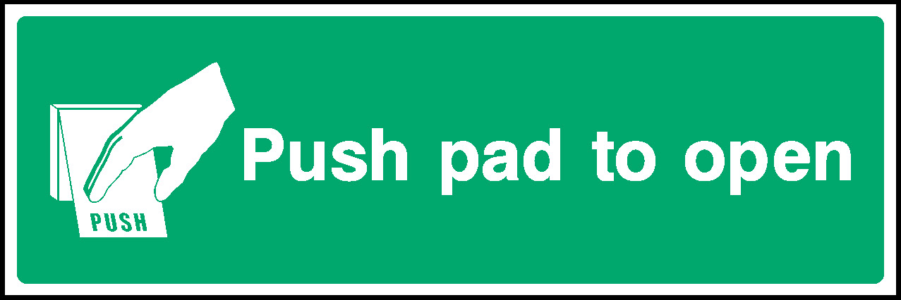 Push Pad To Open Sign "Push Pad To Open" Plastic Sign - 300x100mm Safety Sticker For Doors (EE22 Style) Push Pad To Open Sign Sticker - Foto 12