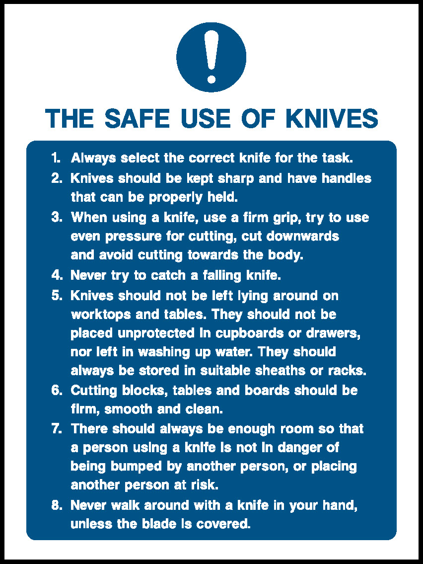 Safe Use Of Knives Food Processing & Hygeine Signage - FOOD0020