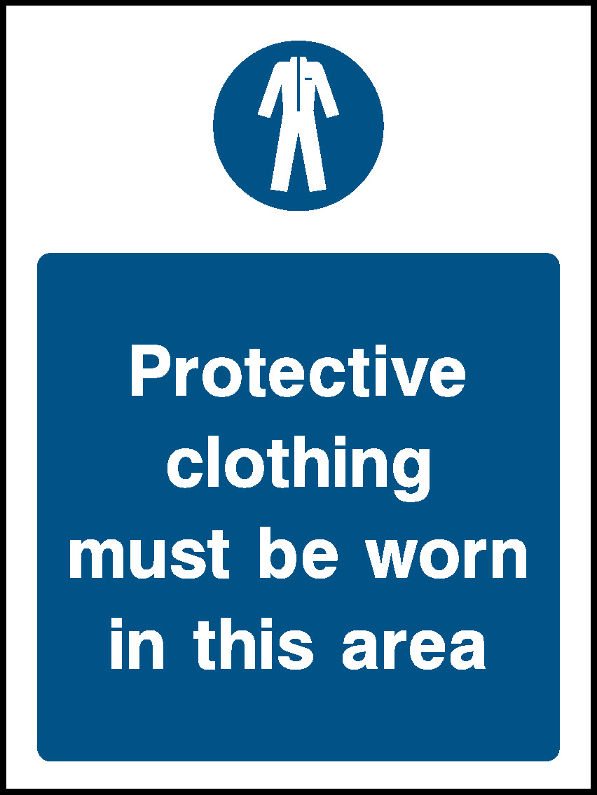 Protective Clothing Must Be Worn In This Area Food Processing & Hygeine Signage - FOOD0005