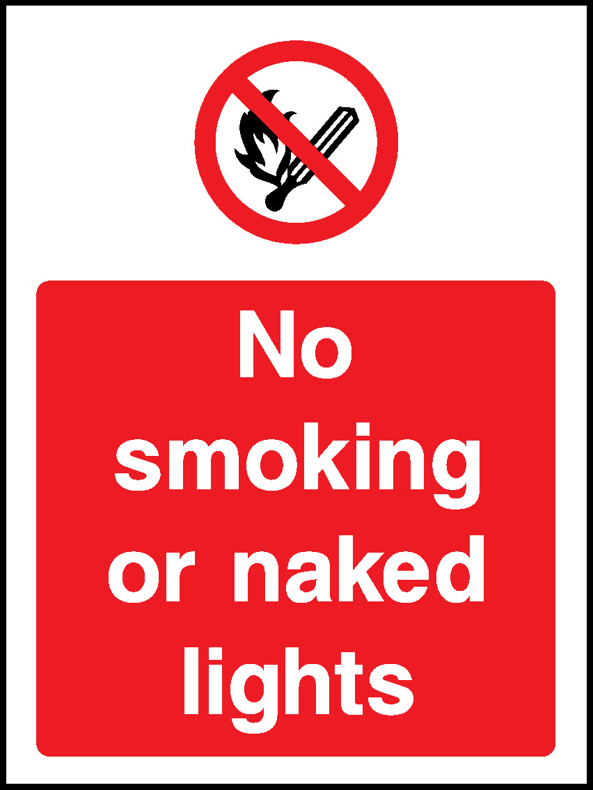 No Smoking Or Naked Lights Prohibition Smoking Signage - SMOK0054