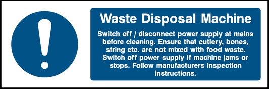 Waste Disposal Machine Information Food Processing & Hygeine Signage - FOOD0066