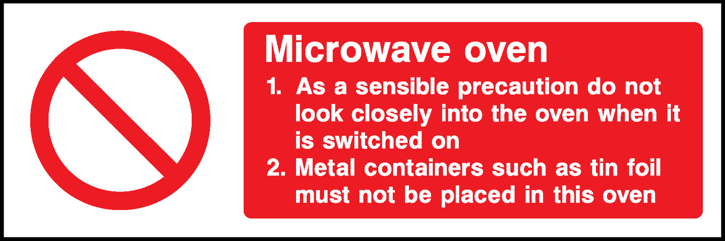 Microwave Oven Safety Food Processing & Hygeine Signage - FOOD0078