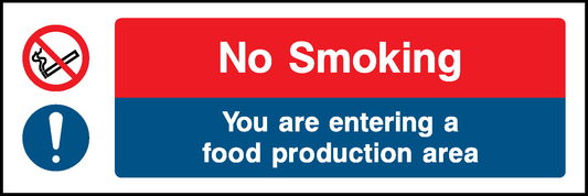 No Smoking You Are Entering A Food Production Area Food Processing & Hygeine Signage - FOOD0079