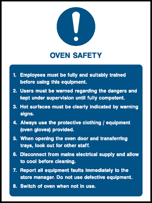 Oven Safety Food Processing & Hygeine Signage - FOOD0021