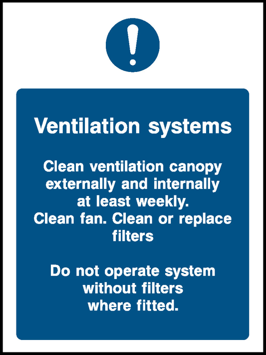 Ventilation Systems Information Food Processing & Hygeine Signage - FOOD0017