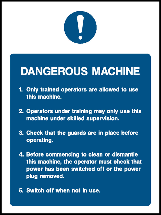 Dangerous Machine Food Processing & Hygeine Signage - FOOD0019
