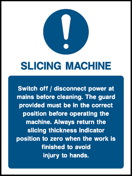 Slicing Machine Food Processing & Hygeine Signage - FOOD0023