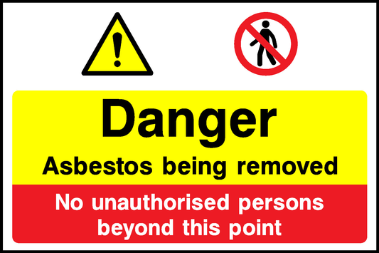 Danger Asbestos Being Removed No Unauthorised Persons Beyond This Point Construction-Signage - CONS0121