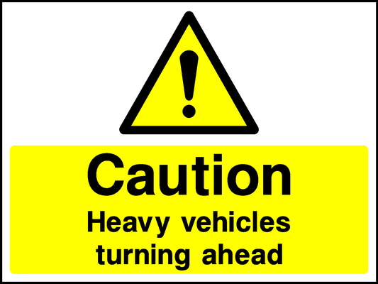 Caution Heavy Vehicles Turning Ahead Construction-Signage - CONS0104