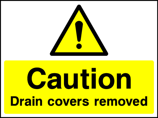 Caution Drain Covers Removed Construction-Signage - CONS0105