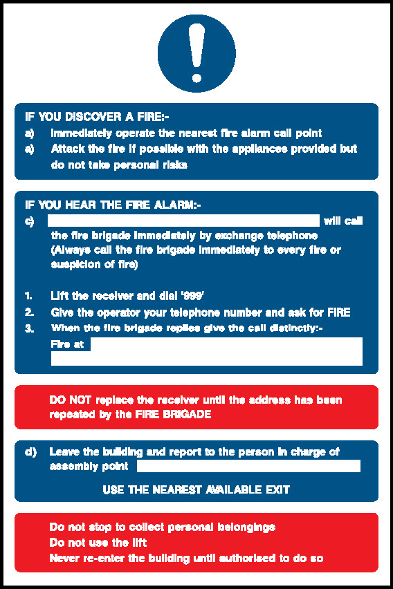 Alarm Call Point Information Fire Action Signage - FACT0028 – TPX Workwear